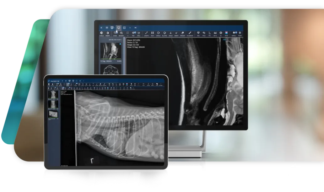 Keystone Omni viewer on desktop monitor and tablet